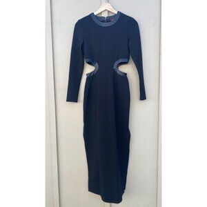 Staud Dolce Cut-Out Long Sleeve Midi Dress Black